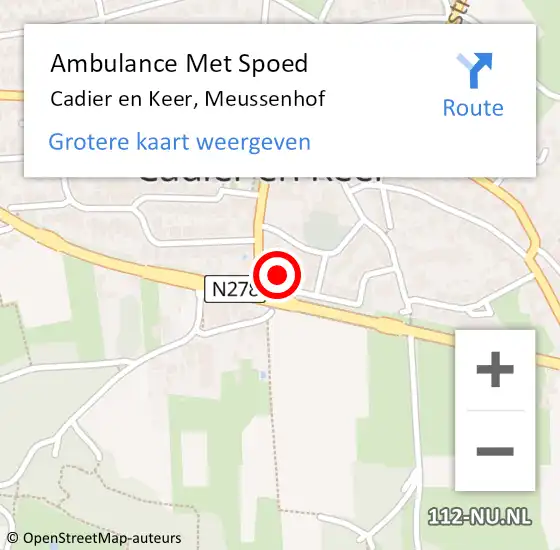 Locatie op kaart van de 112 melding: Ambulance Met Spoed Naar Cadier en Keer, Meussenhof op 18 april 2014 19:47