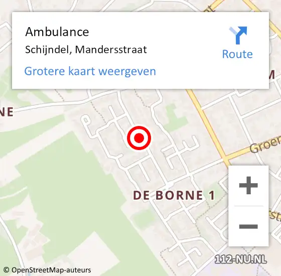 Locatie op kaart van de 112 melding: Ambulance Schijndel, Mandersstraat op 5 november 2019 12:51