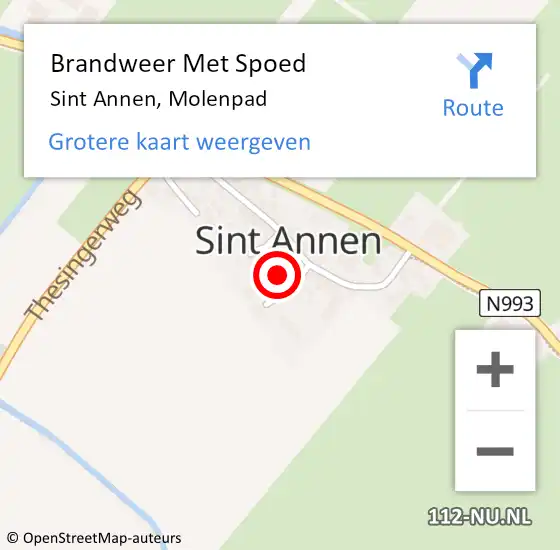 Locatie op kaart van de 112 melding: Brandweer Met Spoed Naar Sint Annen, Molenpad op 18 april 2014 19:50