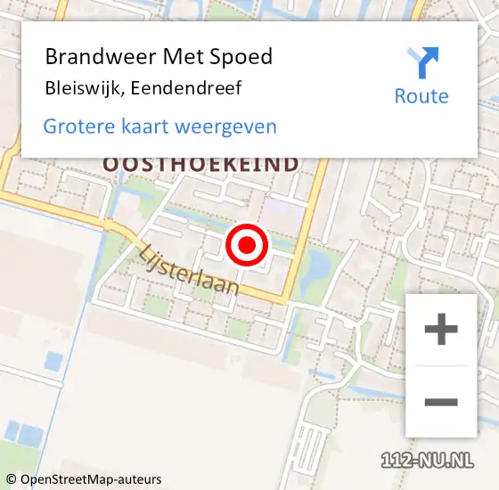 Locatie op kaart van de 112 melding: Brandweer Met Spoed Naar Bleiswijk, Eendendreef op 5 november 2019 13:16