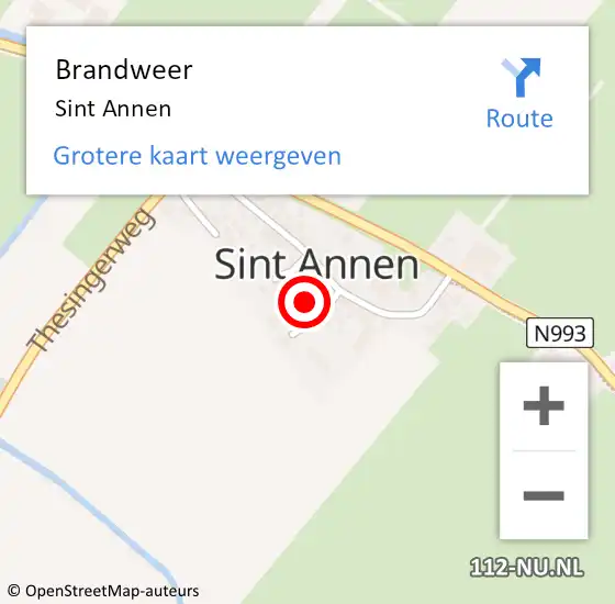 Locatie op kaart van de 112 melding: Brandweer Sint Annen op 18 april 2014 19:54