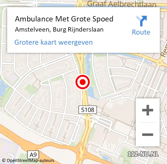 Locatie op kaart van de 112 melding: Ambulance Met Grote Spoed Naar Amstelveen, Burg Rijnderslaan op 5 november 2019 14:14