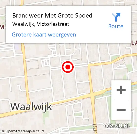 Locatie op kaart van de 112 melding: Brandweer Met Grote Spoed Naar Waalwijk, Victoriestraat op 5 november 2019 14:23