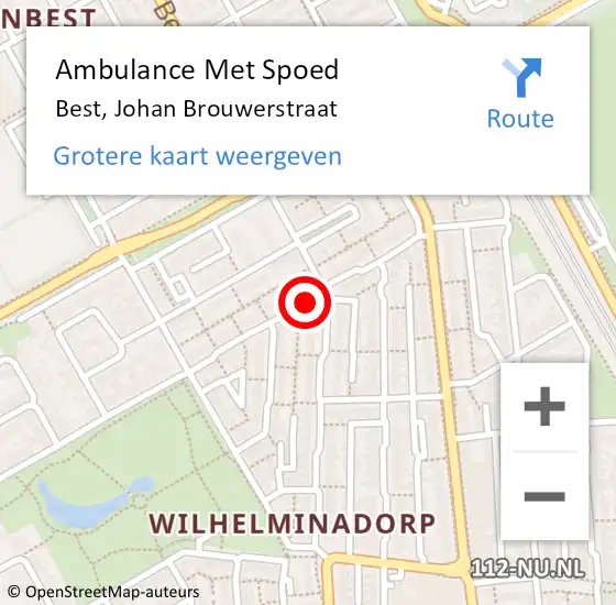 Locatie op kaart van de 112 melding: Ambulance Met Spoed Naar Best, Johan Brouwerstraat op 5 november 2019 14:33