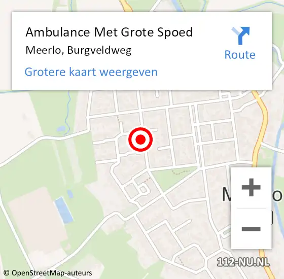 Locatie op kaart van de 112 melding: Ambulance Met Grote Spoed Naar Meerlo, Burgveldweg op 18 april 2014 20:01