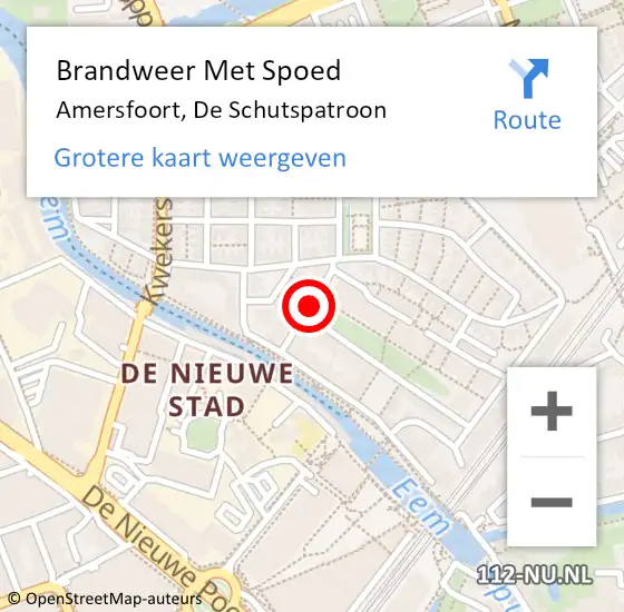 Locatie op kaart van de 112 melding: Brandweer Met Spoed Naar Amersfoort, De Schutspatroon op 5 november 2019 14:52