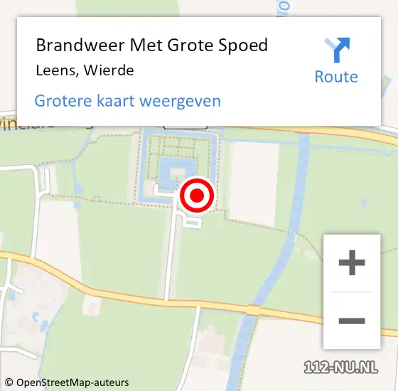 Locatie op kaart van de 112 melding: Brandweer Met Grote Spoed Naar Leens, Wierde op 29 september 2013 09:27