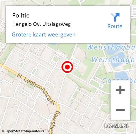 Locatie op kaart van de 112 melding: Politie Hengelo Ov, Uitslagsweg op 5 november 2019 15:59