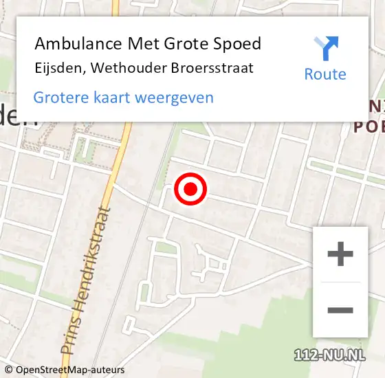 Locatie op kaart van de 112 melding: Ambulance Met Grote Spoed Naar Eijsden, Wethouder Broersstraat op 18 april 2014 20:11