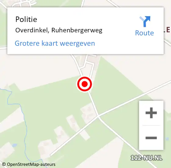 Locatie op kaart van de 112 melding: Politie Overdinkel, Ruhenbergerweg op 5 november 2019 16:28