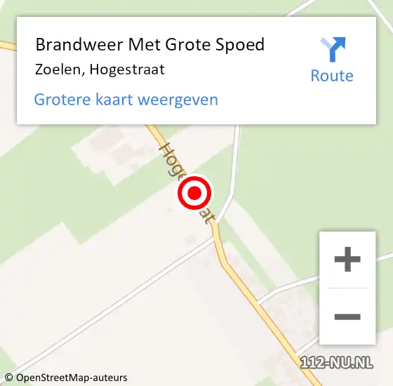 Locatie op kaart van de 112 melding: Brandweer Met Grote Spoed Naar Zoelen, Hogestraat op 5 november 2019 16:49