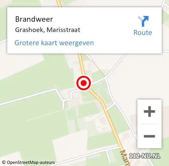 Locatie op kaart van de 112 melding: Brandweer Grashoek, Marisstraat op 5 november 2019 17:19