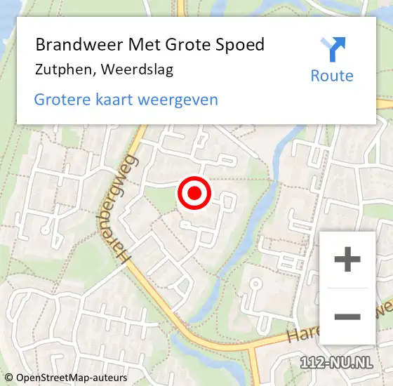 Locatie op kaart van de 112 melding: Brandweer Met Grote Spoed Naar Zutphen, Weerdslag op 5 november 2019 18:02