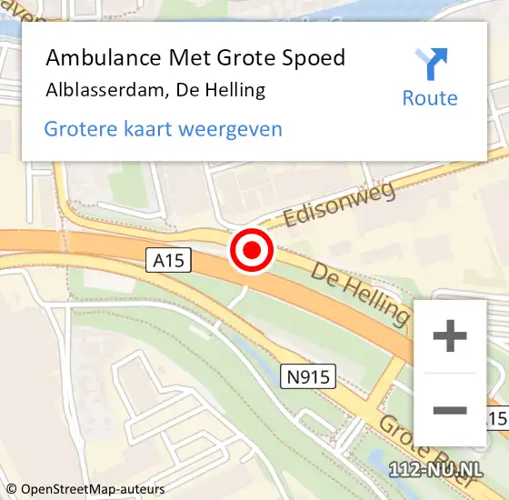 Locatie op kaart van de 112 melding: Ambulance Met Grote Spoed Naar Alblasserdam, De Helling op 5 november 2019 18:13