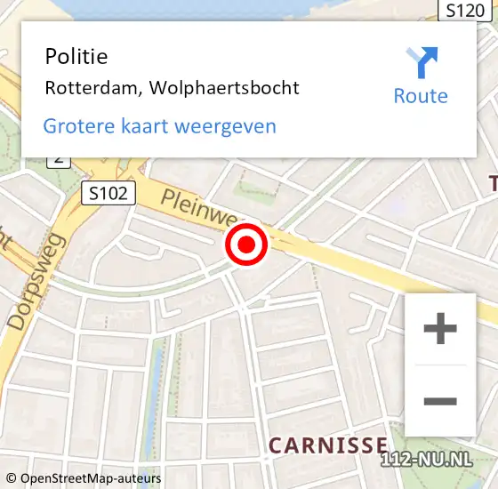 Locatie op kaart van de 112 melding: Politie Rotterdam, Wolphaertsbocht op 5 november 2019 20:49