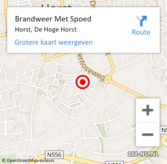 Locatie op kaart van de 112 melding: Brandweer Met Spoed Naar Horst, De Hoge Horst op 5 november 2019 22:40