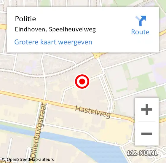 Locatie op kaart van de 112 melding: Politie Eindhoven, Speelheuvelweg op 5 november 2019 22:50