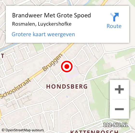 Locatie op kaart van de 112 melding: Brandweer Met Grote Spoed Naar Rosmalen, Luyckershofke op 6 november 2019 00:57