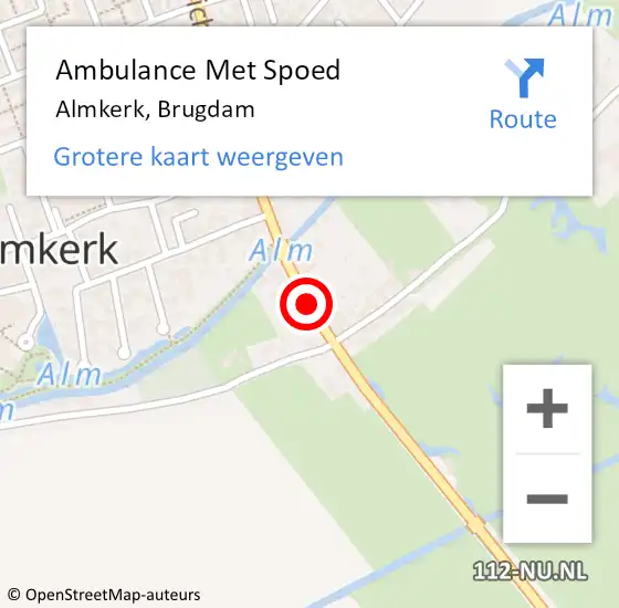 Locatie op kaart van de 112 melding: Ambulance Met Spoed Naar Almkerk, Brugdam op 6 november 2019 01:10