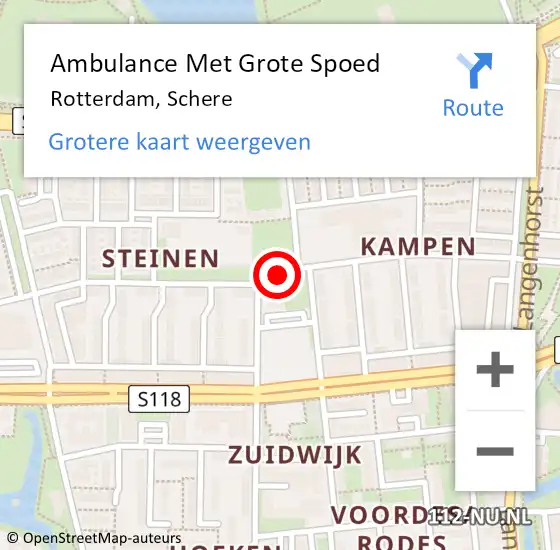 Locatie op kaart van de 112 melding: Ambulance Met Grote Spoed Naar Rotterdam, Schere op 6 november 2019 01:42