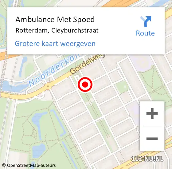 Locatie op kaart van de 112 melding: Ambulance Met Spoed Naar Rotterdam, Cleyburchstraat op 6 november 2019 04:08