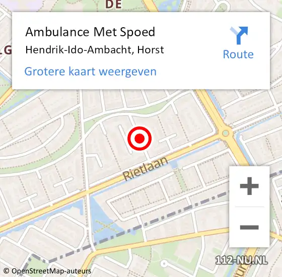 Locatie op kaart van de 112 melding: Ambulance Met Spoed Naar Hendrik-Ido-Ambacht, Horst op 6 november 2019 07:12