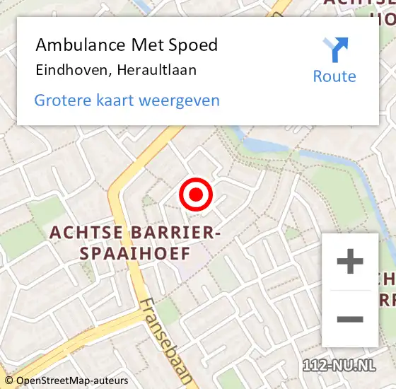 Locatie op kaart van de 112 melding: Ambulance Met Spoed Naar Eindhoven, Heraultlaan op 6 november 2019 07:25