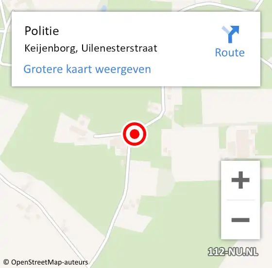 Locatie op kaart van de 112 melding: Politie Keijenborg, Uilenesterstraat op 6 november 2019 08:46
