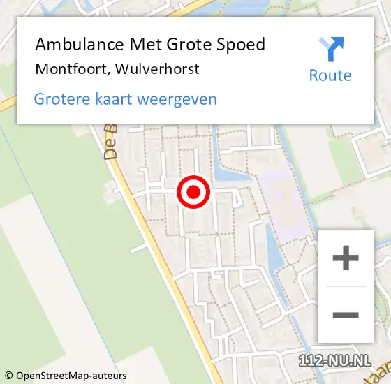 Locatie op kaart van de 112 melding: Ambulance Met Grote Spoed Naar Montfoort, Wulverhorst op 6 november 2019 08:47