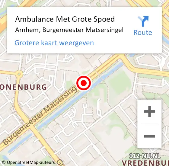 Locatie op kaart van de 112 melding: Ambulance Met Grote Spoed Naar Arnhem, Burgemeester Matsersingel op 6 november 2019 09:44