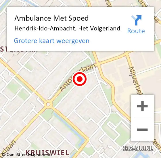 Locatie op kaart van de 112 melding: Ambulance Met Spoed Naar Hendrik-Ido-Ambacht, Het Volgerland op 6 november 2019 09:58