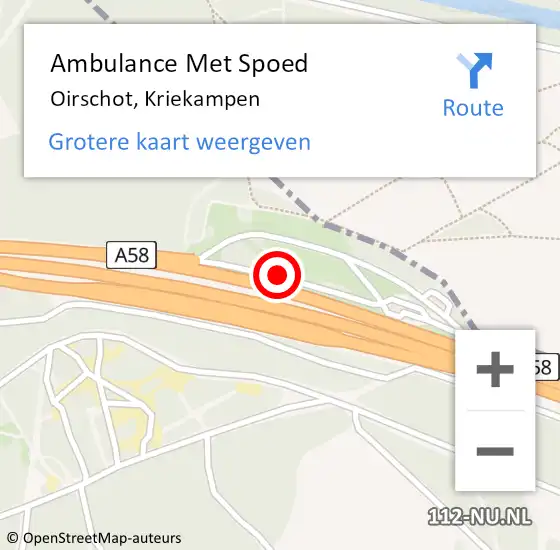 Locatie op kaart van de 112 melding: Ambulance Met Spoed Naar Oirschot, Kriekampen op 6 november 2019 10:02