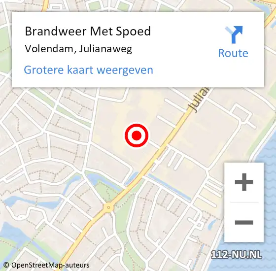 Locatie op kaart van de 112 melding: Brandweer Met Spoed Naar Volendam, Julianaweg op 29 september 2013 09:39