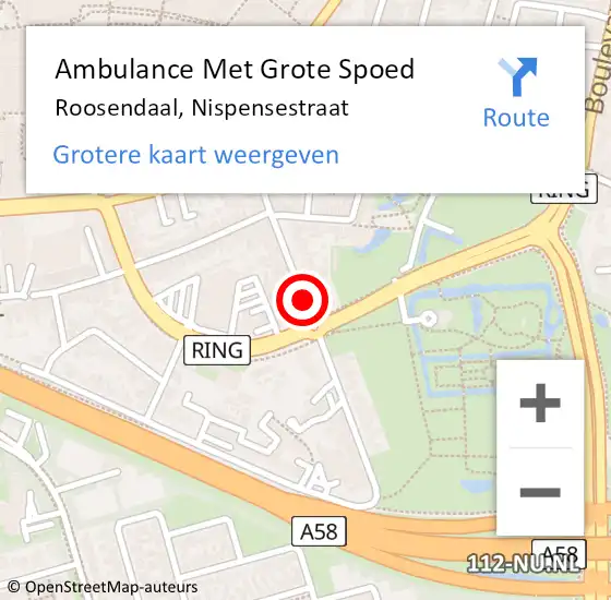 Locatie op kaart van de 112 melding: Ambulance Met Grote Spoed Naar Roosendaal, Nispensestraat op 6 november 2019 12:48
