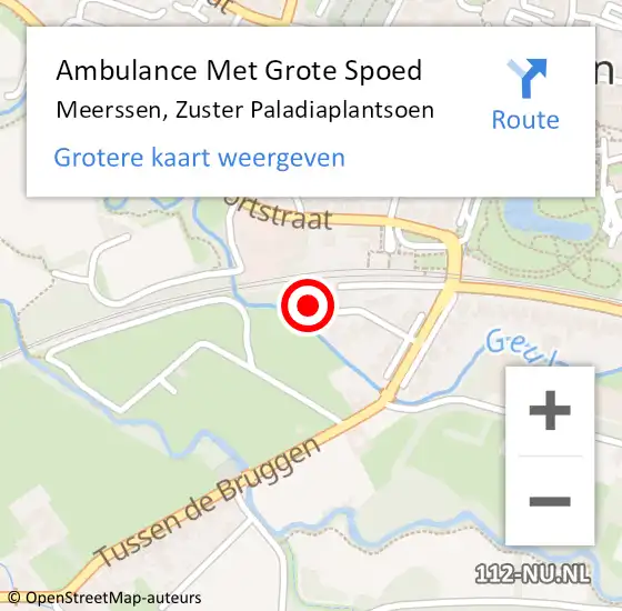 Locatie op kaart van de 112 melding: Ambulance Met Grote Spoed Naar Meerssen, Zuster Paladiaplantsoen op 18 april 2014 22:21