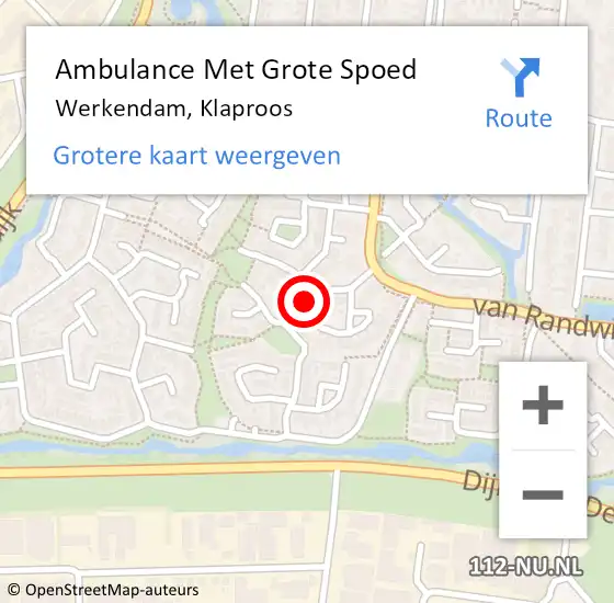 Locatie op kaart van de 112 melding: Ambulance Met Grote Spoed Naar Werkendam, Klaproos op 6 november 2019 14:09