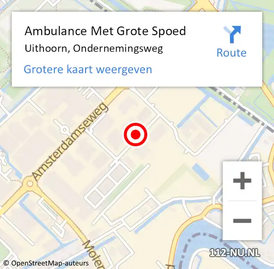 Locatie op kaart van de 112 melding: Ambulance Met Grote Spoed Naar Uithoorn, Ondernemingsweg op 6 november 2019 14:46