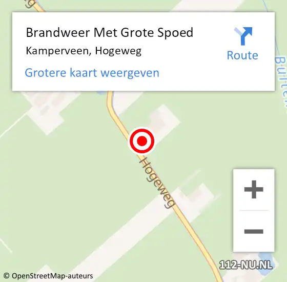 Locatie op kaart van de 112 melding: Brandweer Met Grote Spoed Naar Kamperveen, Hogeweg op 7 september 2013 20:58