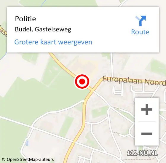 Locatie op kaart van de 112 melding: Politie Budel, Gastelseweg op 6 november 2019 16:25