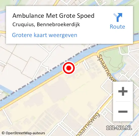 Locatie op kaart van de 112 melding: Ambulance Met Grote Spoed Naar Cruquius, Bennebroekerdijk op 6 november 2019 16:41