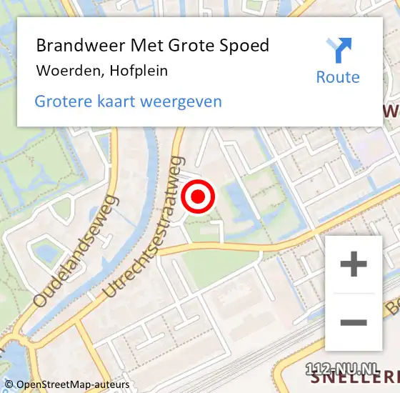 Locatie op kaart van de 112 melding: Brandweer Met Grote Spoed Naar Woerden, Hofplein op 6 november 2019 16:55