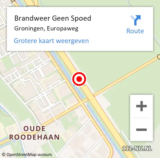 Locatie op kaart van de 112 melding: Brandweer Geen Spoed Naar Groningen, Europaweg op 6 november 2019 17:47