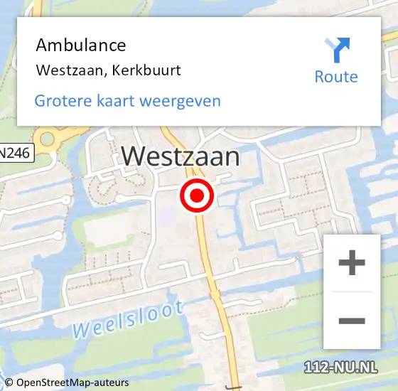 Locatie op kaart van de 112 melding: Ambulance Westzaan, Kerkbuurt op 6 november 2019 17:54