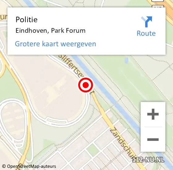 Locatie op kaart van de 112 melding: Politie Eindhoven, Park Forum op 6 november 2019 18:34