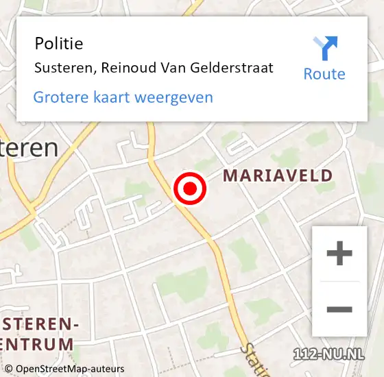 Locatie op kaart van de 112 melding: Politie Susteren, Reinoud Van Gelderstraat op 6 november 2019 18:37