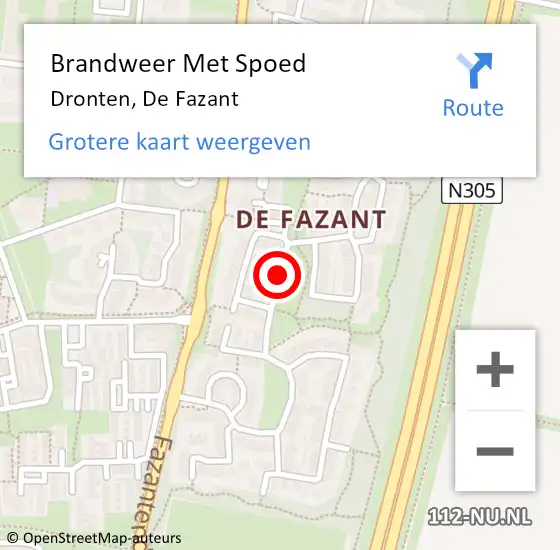 Locatie op kaart van de 112 melding: Brandweer Met Spoed Naar Dronten, De Fazant op 6 november 2019 19:23