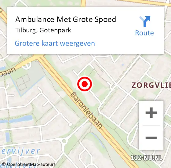 Locatie op kaart van de 112 melding: Ambulance Met Grote Spoed Naar Tilburg, Gotenpark op 6 november 2019 19:28