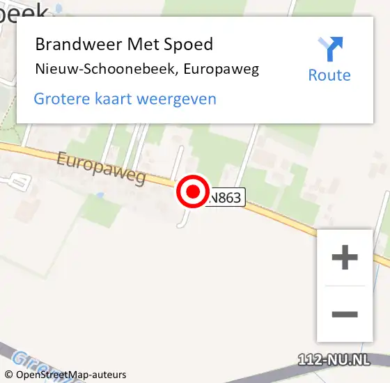 Locatie op kaart van de 112 melding: Brandweer Met Spoed Naar Nieuw-Schoonebeek, Europaweg op 6 november 2019 21:32