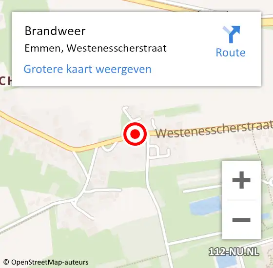 Locatie op kaart van de 112 melding: Brandweer Emmen, Westenesscherstraat op 6 november 2019 21:40