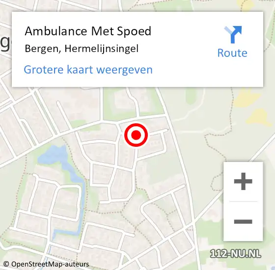 Locatie op kaart van de 112 melding: Ambulance Met Spoed Naar Bergen, Hermelijnsingel op 6 november 2019 21:52